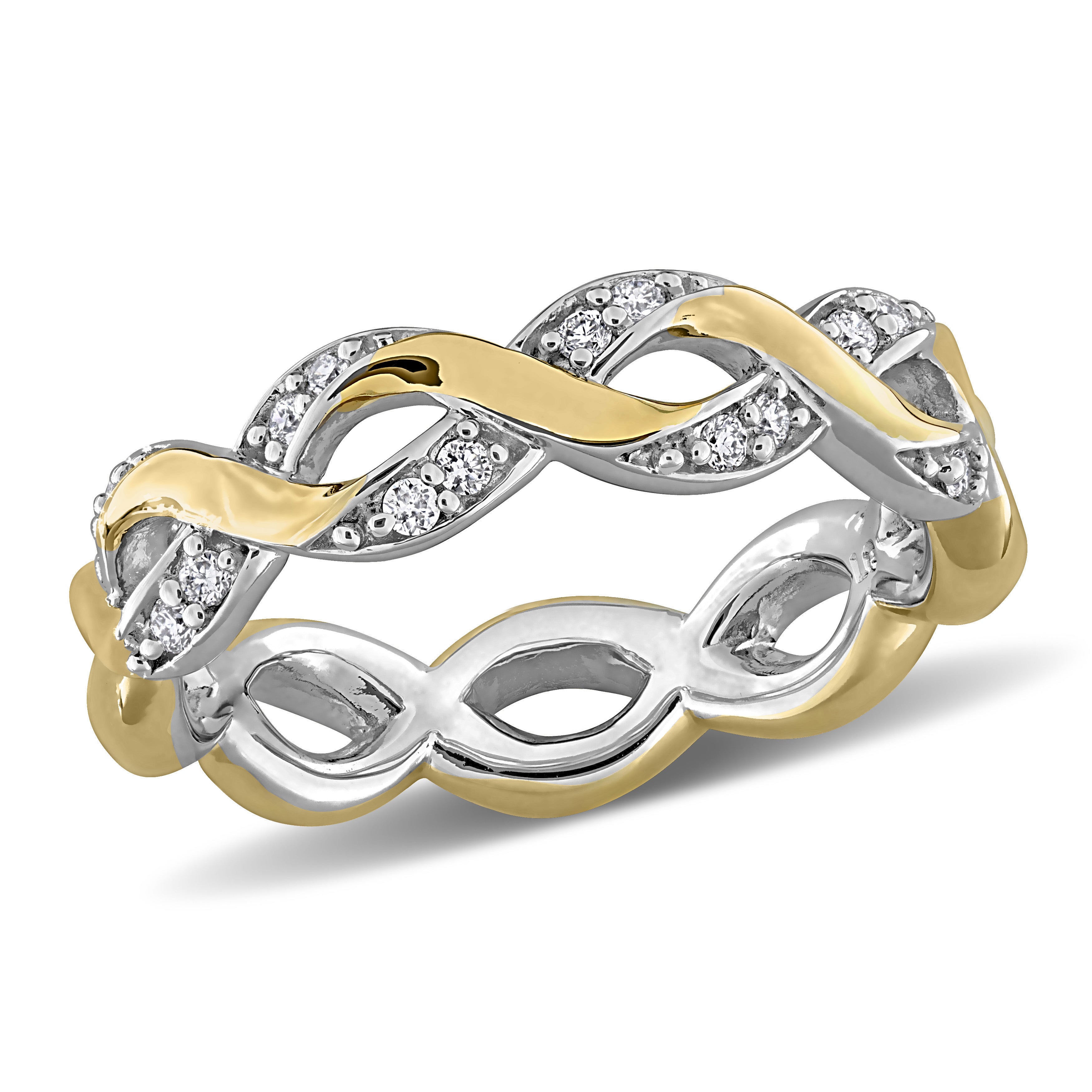 Two-tone sterling silver infinity eternity ring with lab-grown diamonds by Lord & Taylor, front view