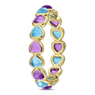Heart eternity ring with alternating purple and blue gemstones, back view by Lord & Taylor