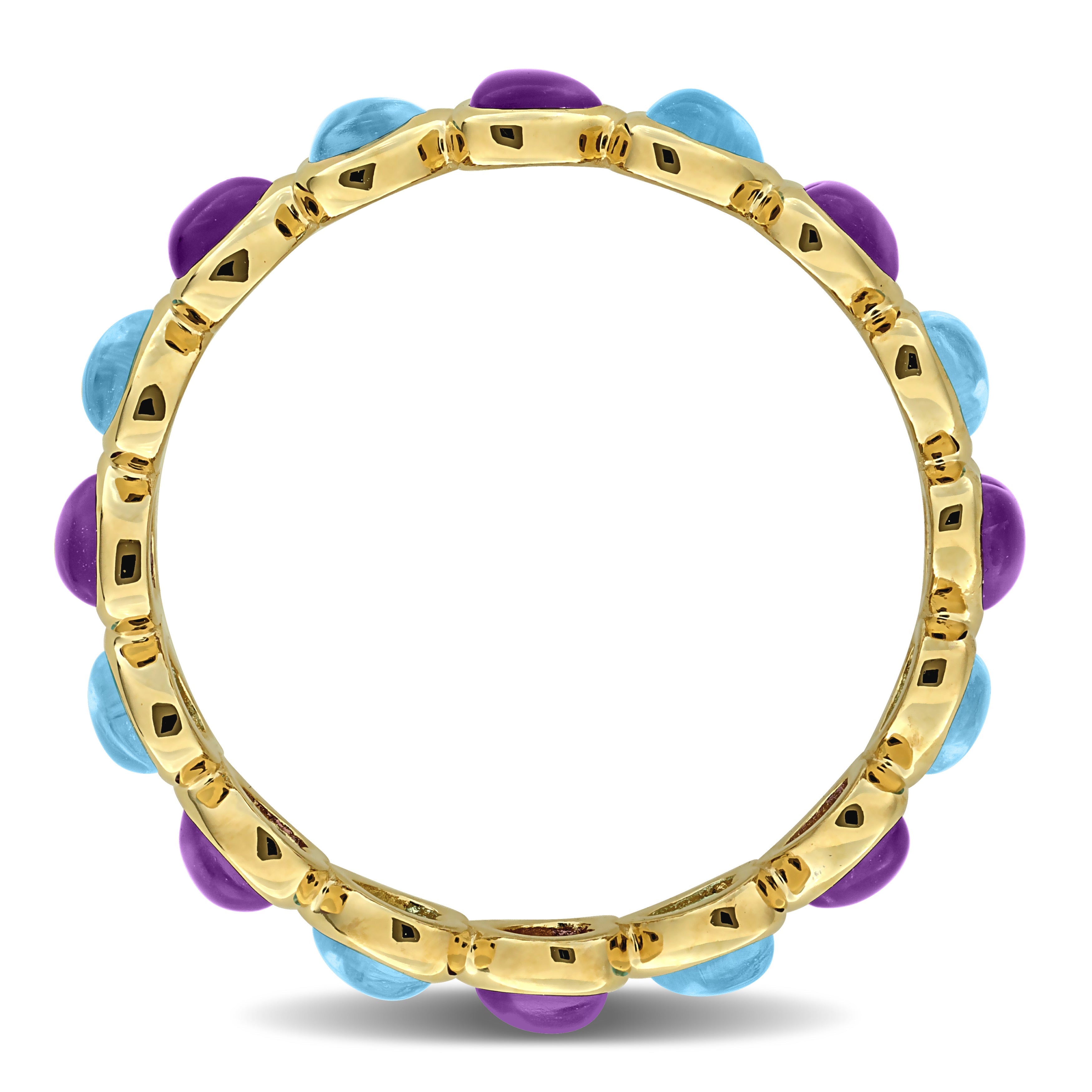 Amethyst and Swiss blue topaz heart ring in yellow silver, diagonal angle by Lord & Taylor