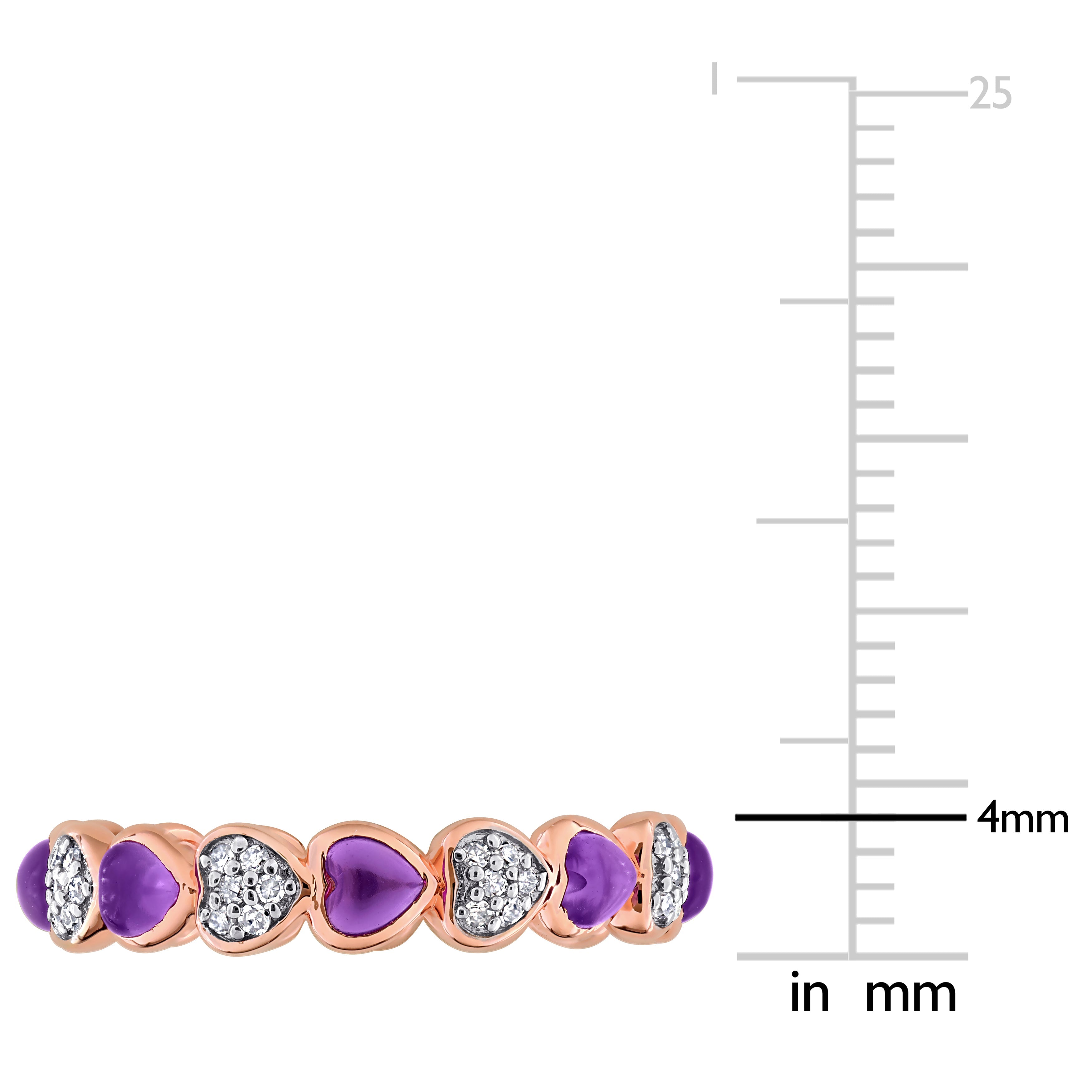 Rose gold plated heart eternity ring showing heart-shaped amethyst detail by Lord & Taylor