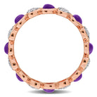 Rose gold plated heart eternity ring with amethyst stones, side profile by Lord & Taylor