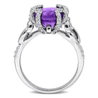 Sterling silver cocktail ring with cushion-cut amethyst, angled view by Lord & Taylor
