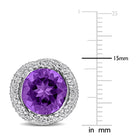 Purple amethyst halo earrings showing omega back closure by Lord & Taylor