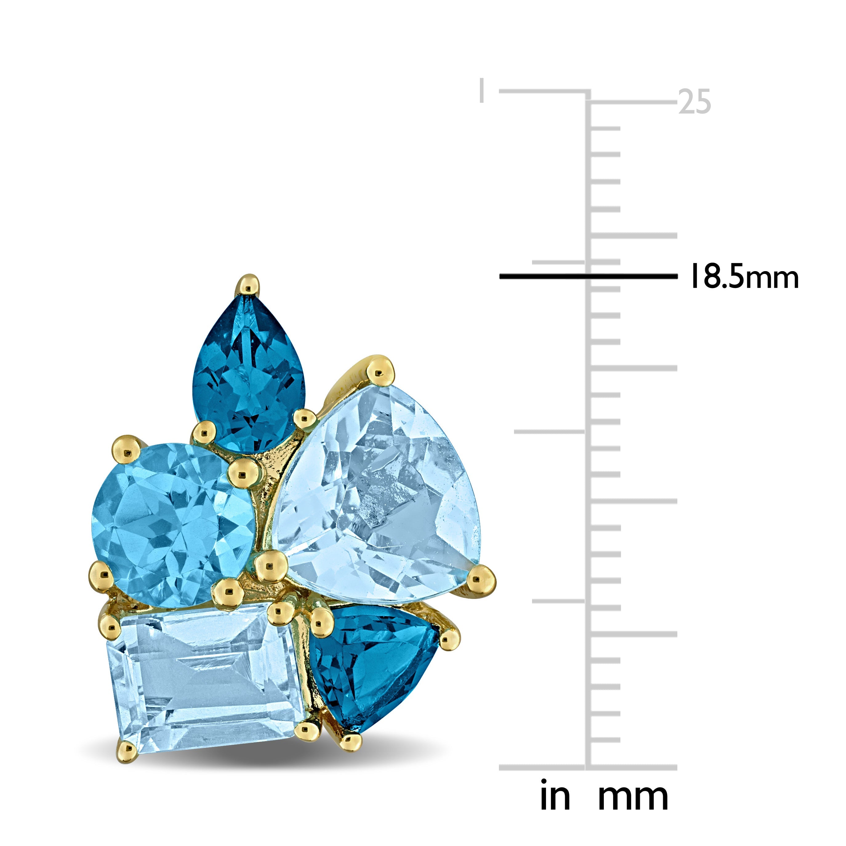 Blue topaz cluster stud earrings close-up of mixed gemstone cuts by Lord & Taylor