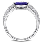 Blue sapphire curved ring in sterling silver, diagonal view by Lord & Taylor