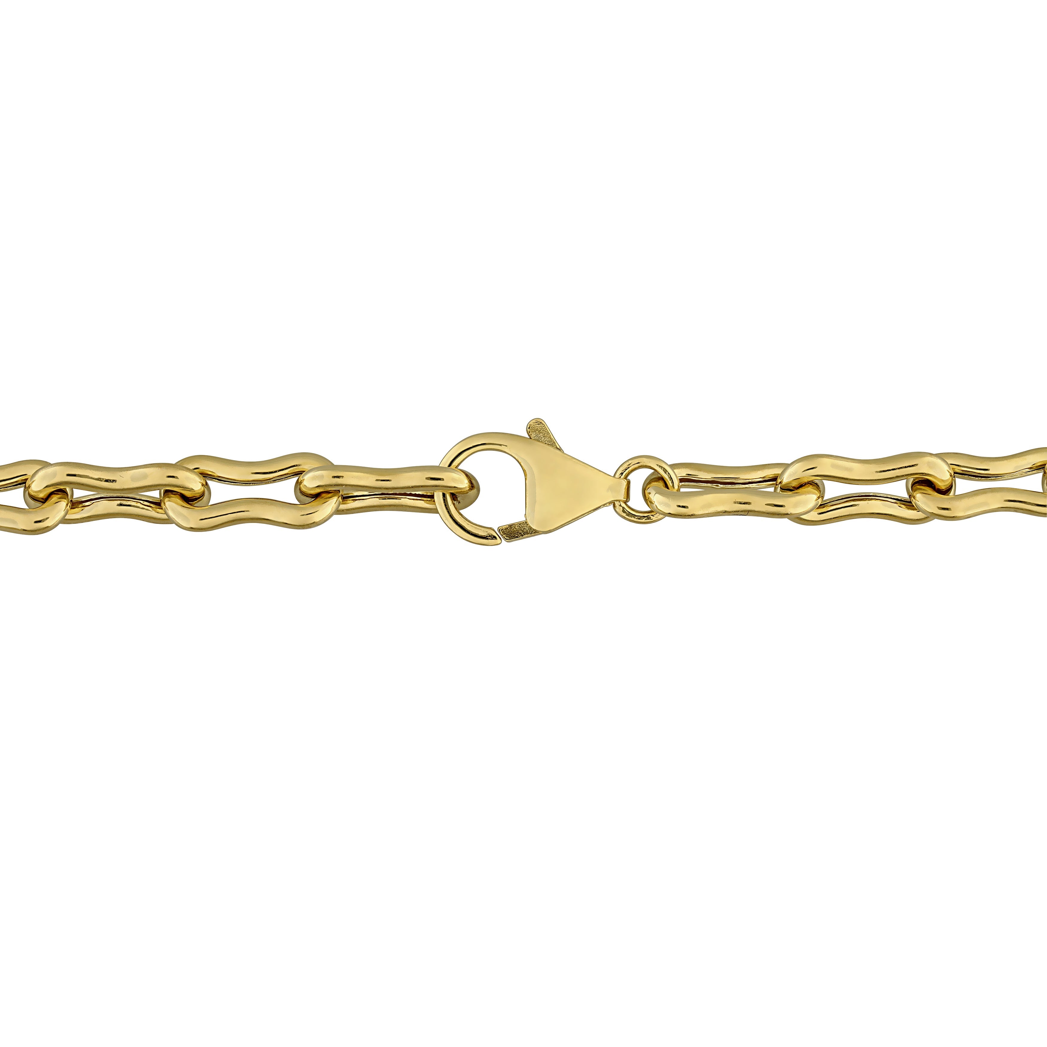 Amethyst station link necklace in yellow-plated silver, back view showing clasp