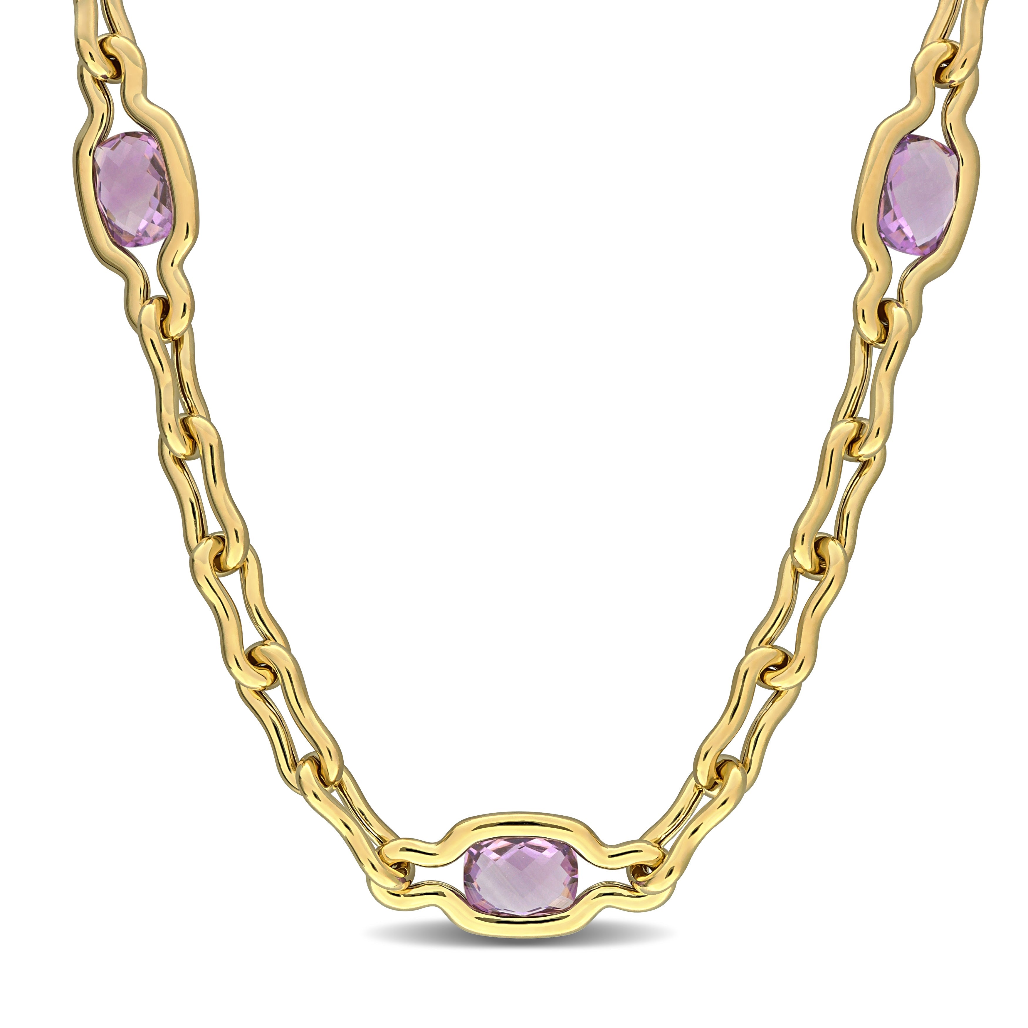 Yellow-plated silver amethyst station necklace by Lord & Taylor, front view