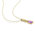 Cushion-cut amethyst pendant with yellow sterling silver setting, detail view by Lord & Taylor