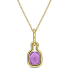 Purple amethyst solitaire pendant necklace in yellow-plated sterling silver, front view by Lord & Taylor
