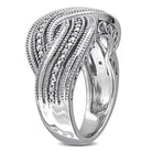 Sterling silver diamond infinity ring, back view showing band detail