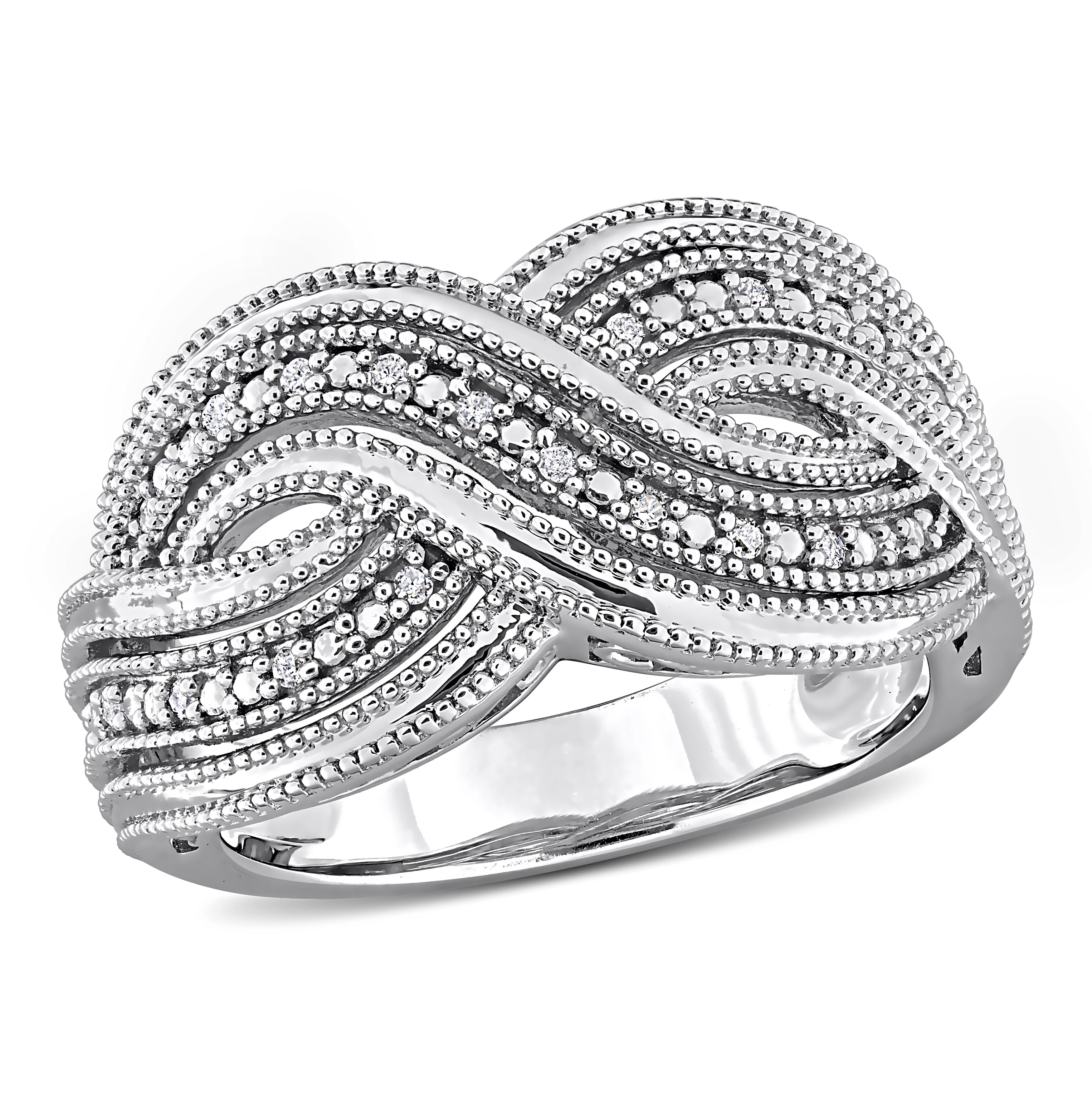Sterling silver diamond infinity ring by Lord & Taylor, front view