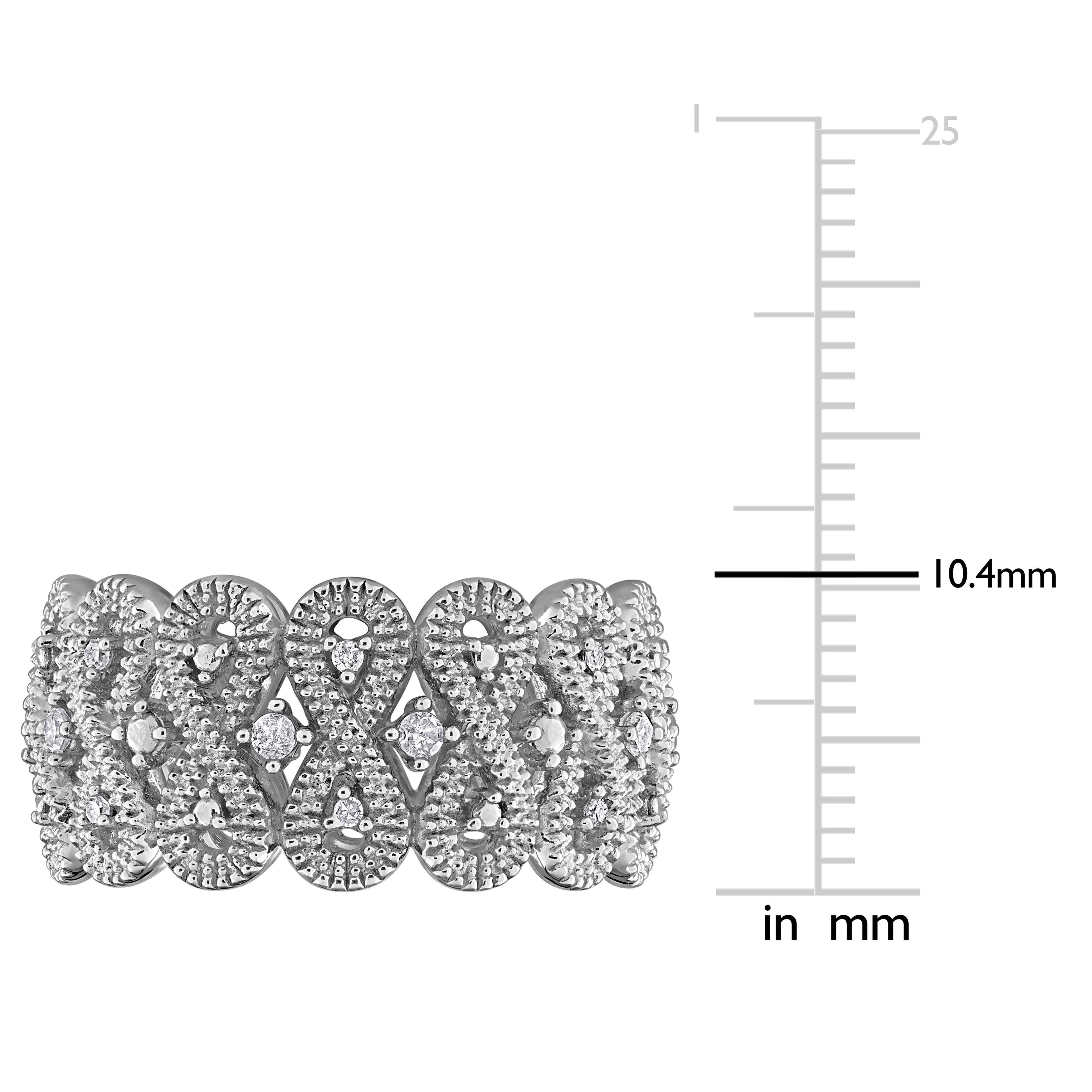 Sterling silver diamond eternity ring by Lord & Taylor, close-up of diamond setting