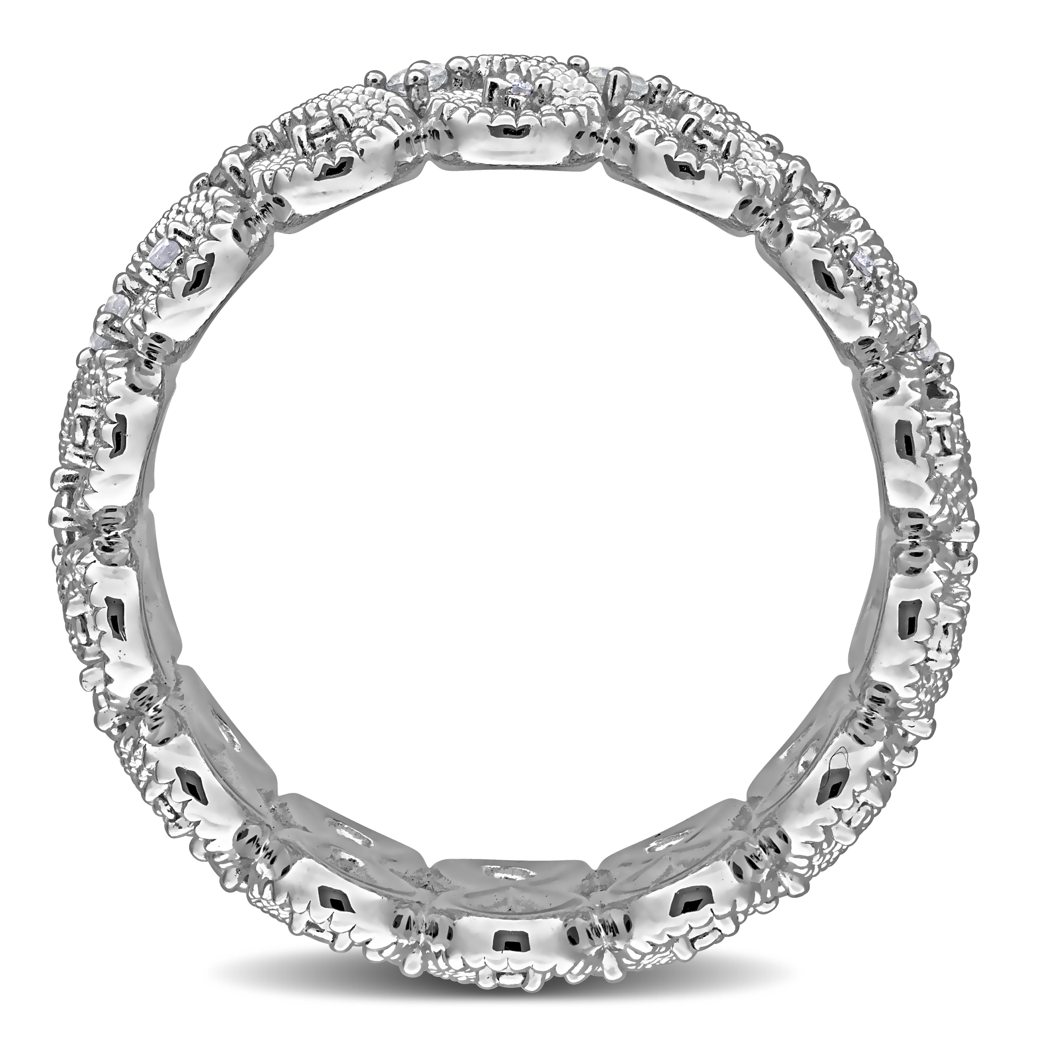 Sterling silver diamond eternity ring by Lord & Taylor, side profile view