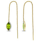 Green peridot threader earrings with diamonds in 14k yellow gold by Lord & Taylor