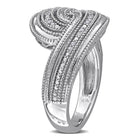 Sterling silver diamond swirl ring, back view showing band by Lord & Taylor