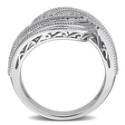 Sterling silver diamond swirl ring, side profile view by Lord & Taylor
