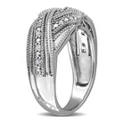 Sterling silver diamond crossover ring, back view showing band by Lord & Taylor