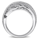 Sterling silver diamond crossover ring, diagonal angle view by Lord & Taylor