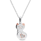 Sterling silver cat pendant necklace with diamond accents by Lord & Taylor, front view