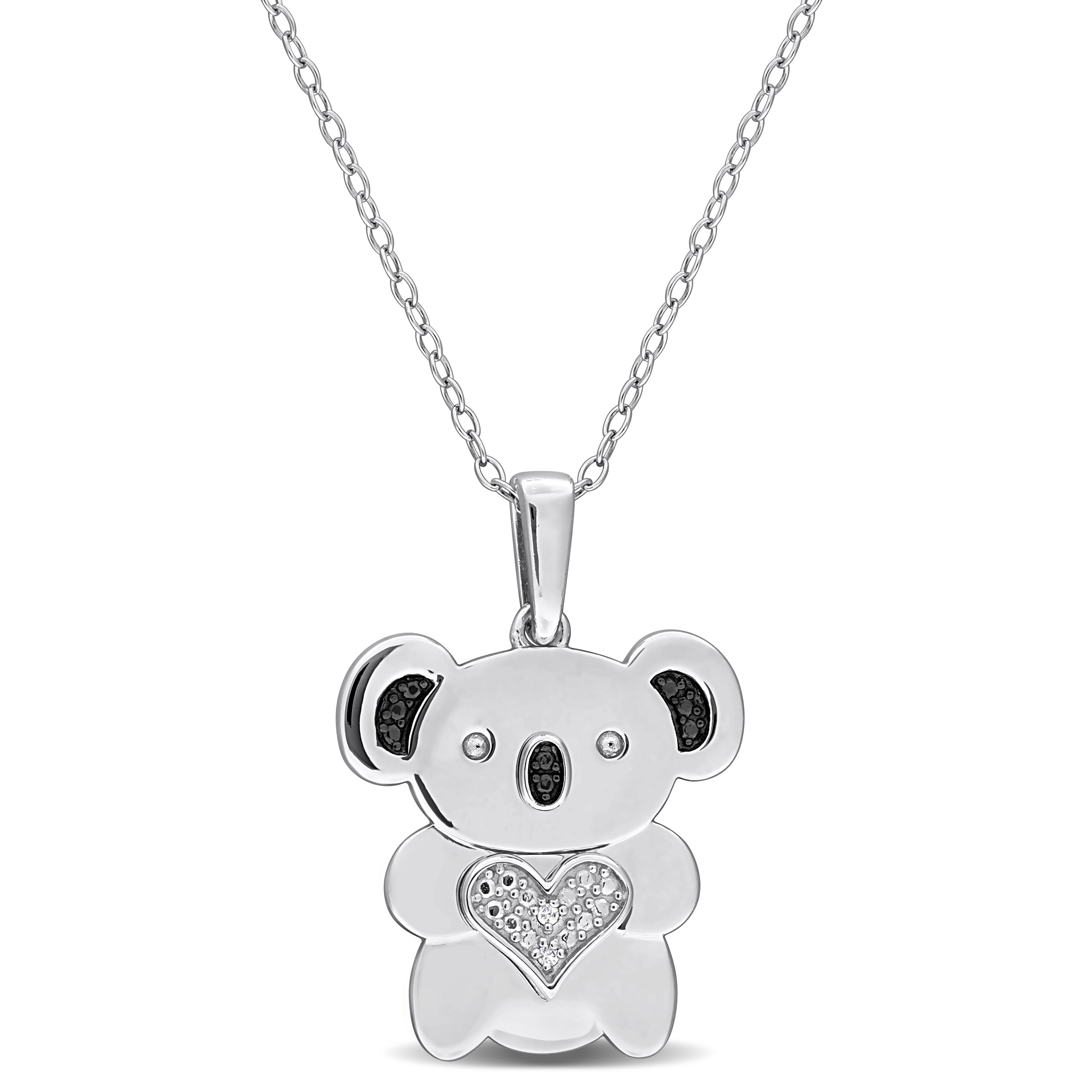 Sterling silver dog pendant necklace with diamond accents by Lord & Taylor, front view