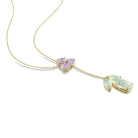 Green and pink quartz pendant necklace detail showing pear and marquise cut gemstones by Lord & Taylor
