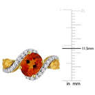 Citrine three-stone ring detail showing gemstone cuts and white topaz by Lord & Taylor