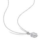 Lord & Taylor moissanite pendant necklace with oval, baguette, and round stones, detail view
