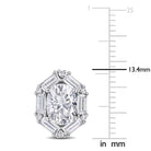 Moissanite cluster stud earring close-up showing oval, baguette, and round-cut stones