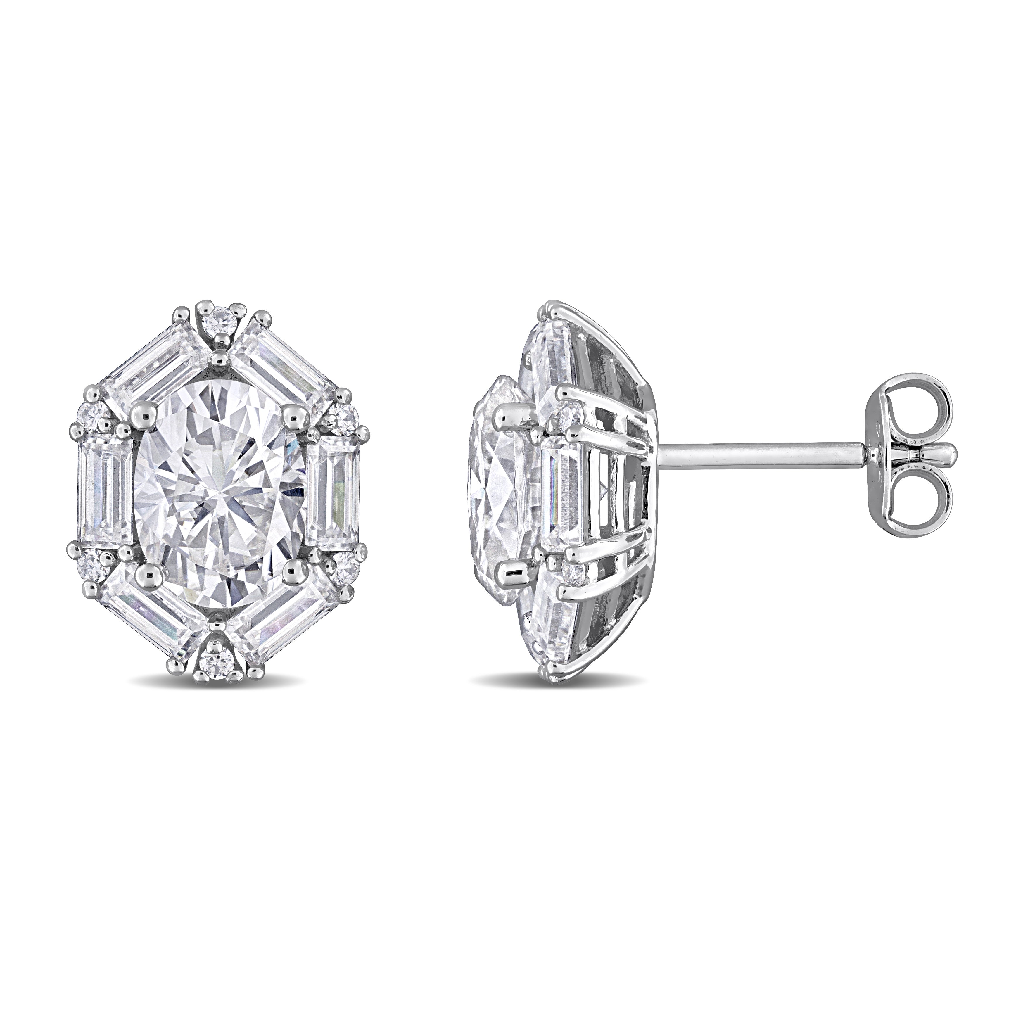 Sterling silver moissanite cluster stud earrings by Lord & Taylor, front view