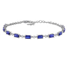Blue sapphire station bracelet in sterling silver by Lord & Taylor, front view
