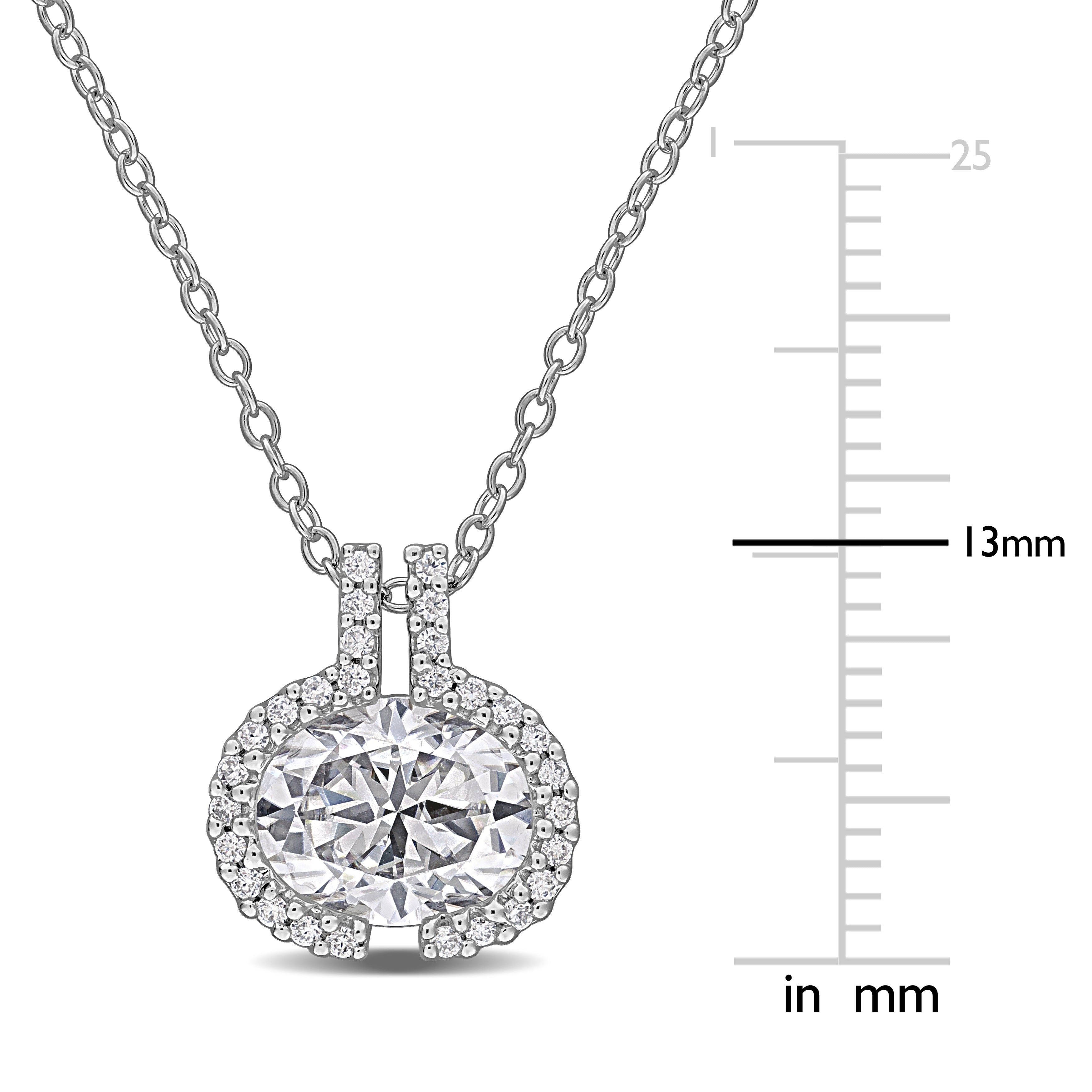 Sterling silver moissanite pendant by Lord & Taylor, close-up of faceted oval stone