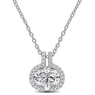Sterling silver oval moissanite pendant necklace with halo by Lord & Taylor, front view