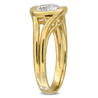 Yellow gold plated moissanite solitaire ring, back view showing band by Lord & Taylor