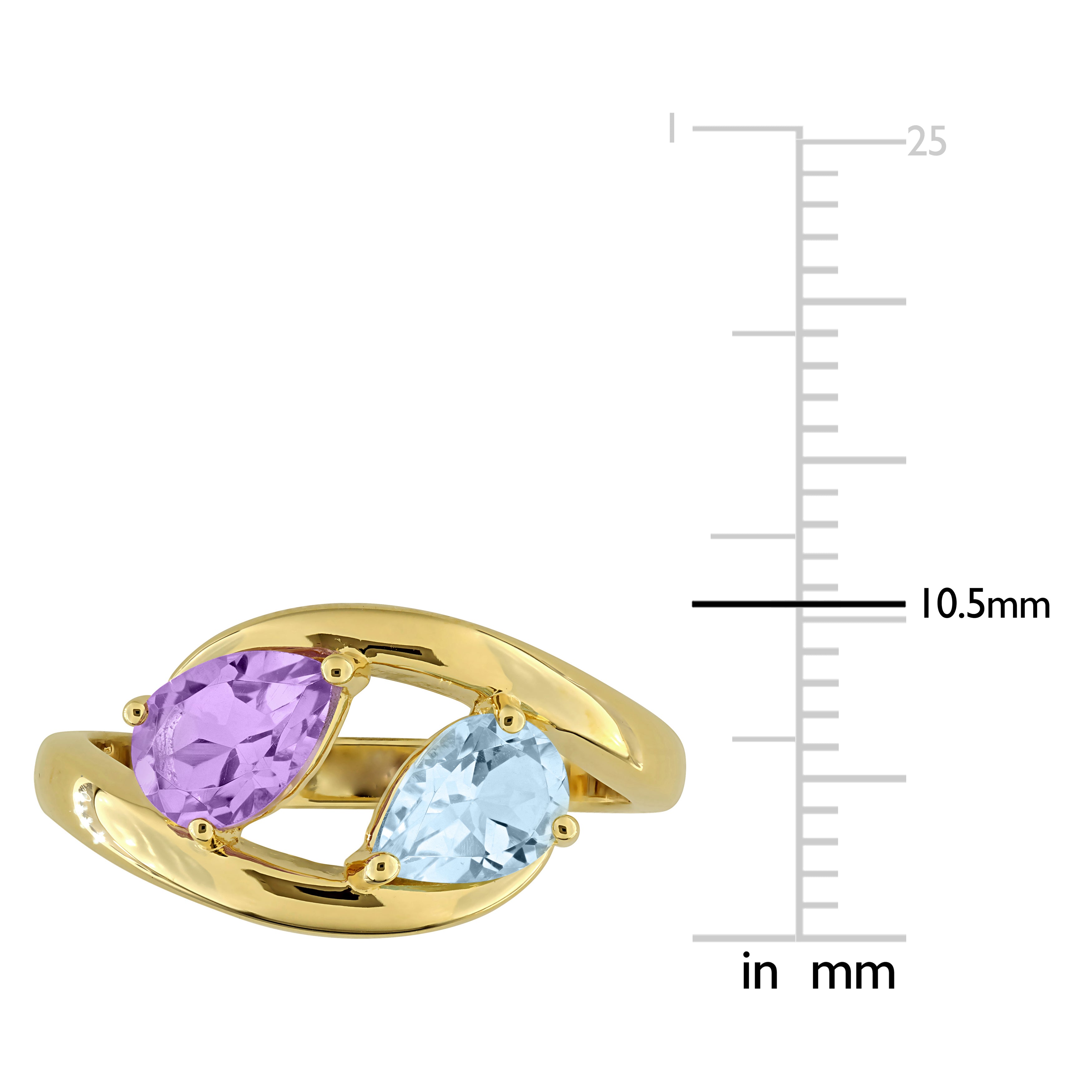 Lord & Taylor amethyst and topaz ring, close-up of gemstone setting