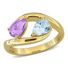 Multicolor two-stone ring with amethyst and blue topaz by Lord & Taylor, front view