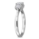Sterling silver three-stone engagement ring with lab-grown diamonds, side profile by Lord & Taylor