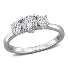 Sterling silver three-stone engagement ring with lab-grown diamonds, front view by Lord & Taylor