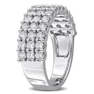 Sterling silver triple-row lab-grown diamond ring, side profile view by Lord & Taylor