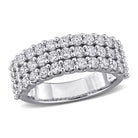 Sterling silver triple-row lab-grown diamond ring, front view by Lord & Taylor