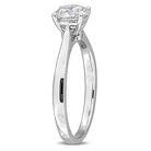 Sterling silver engagement ring with round diamond, side profile view by Lord & Taylor