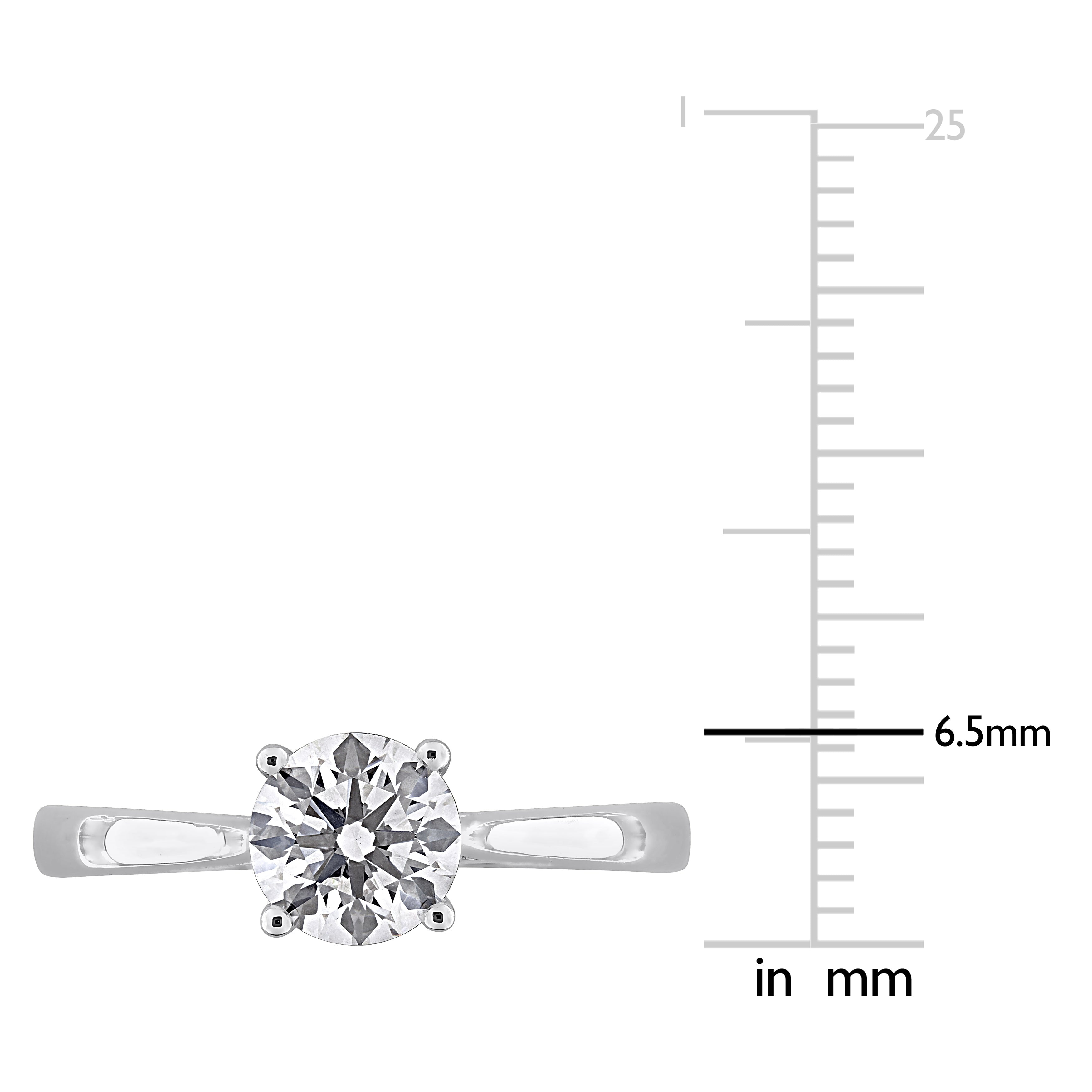 Round brilliant cut lab-grown diamond in four-prong setting, close-up by Lord & Taylor