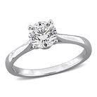 Sterling silver lab-grown diamond solitaire engagement ring, front view by Lord & Taylor