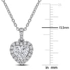 Sterling silver heart pendant with round-cut diamond halo by Lord & Taylor, close-up view