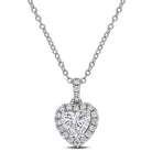 Sterling silver heart-shaped lab-grown diamond pendant with halo by Lord & Taylor, front view
