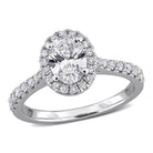 Sterling silver oval halo engagement ring with lab-grown diamonds by Lord & Taylor, front view