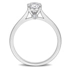 Sterling silver oval lab-grown diamond engagement ring by Delmar, angled view