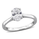 Sterling silver oval lab-grown diamond engagement ring by Delmar, front view