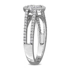 Sterling silver moissanite ring with split shank design, back view