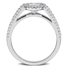 Lord & Taylor moissanite ring showing split shank detail, diagonal angle