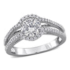 White moissanite split shank ring in sterling silver by Lord & Taylor, front view